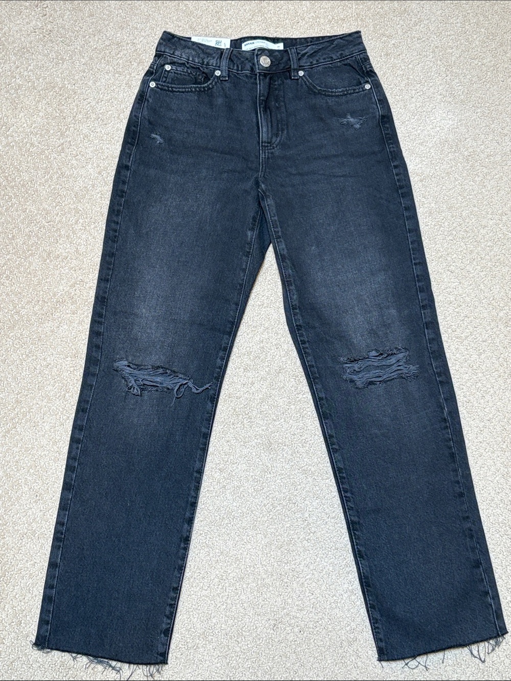 NWT Garage Vintage Straight-Leg Washed Black Jeans, Size 01/25W